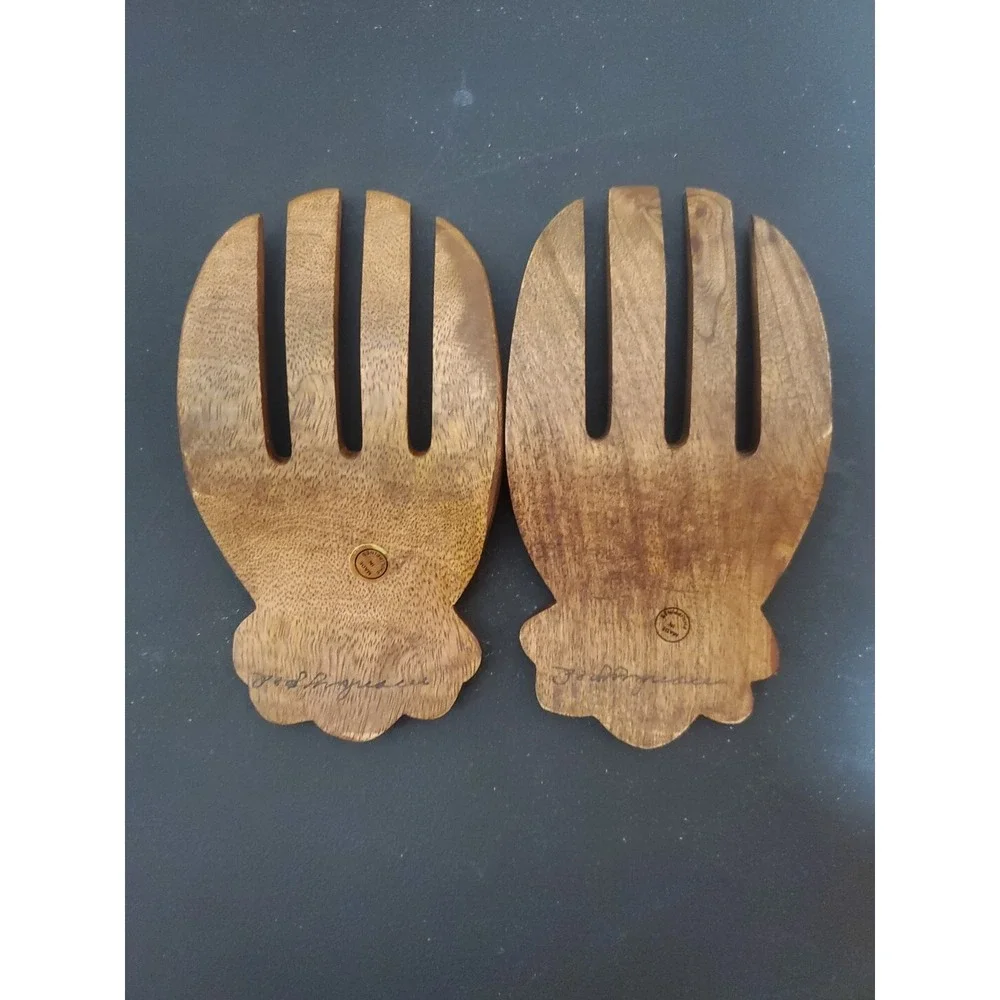 Vintage Handmade Wooden Salad Serving Forks 7